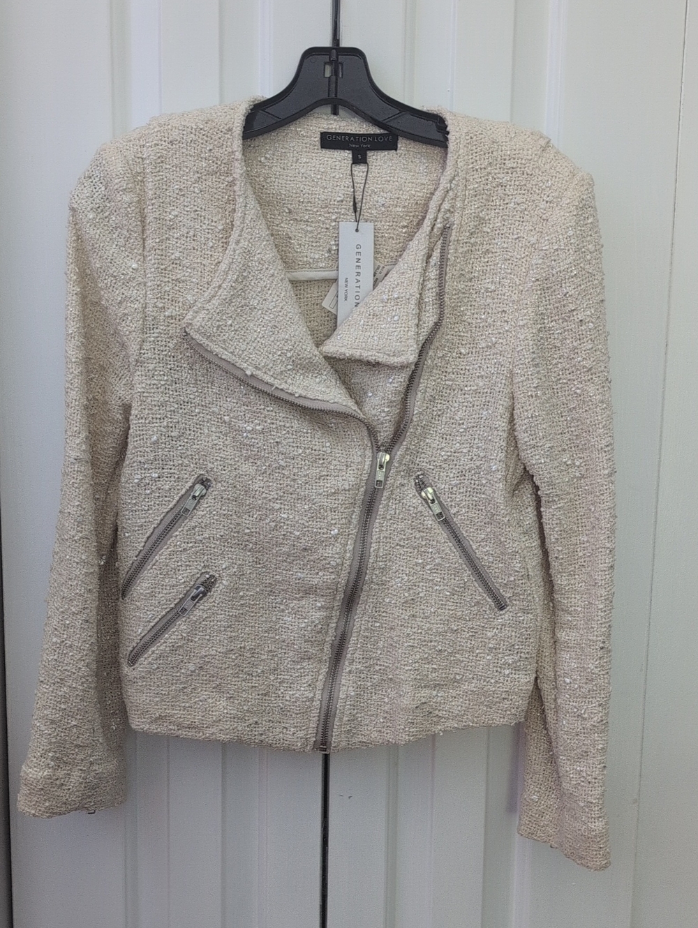 Generation Love Cream Boucle Moto Blazer